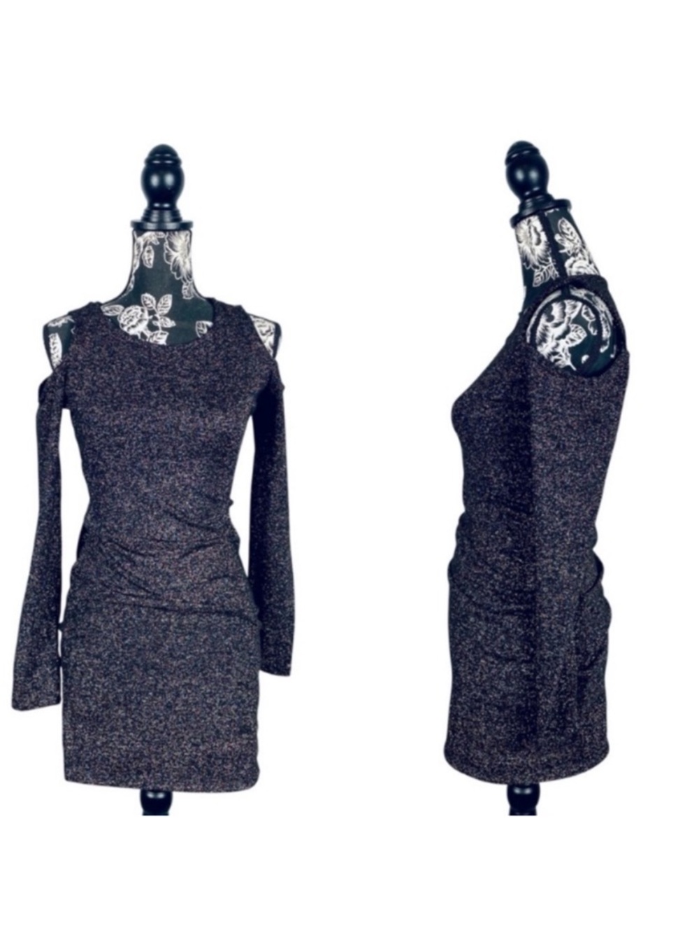 5 for $25 F21 black sparkle stretchy off shoulder bodycon dress size small